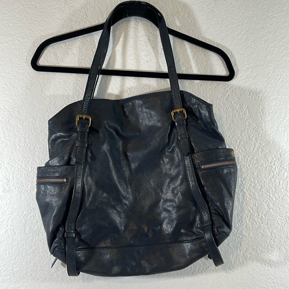 ELLIOTT LUCCA Leather Shoulder Handbag Tote Bag Purse With Gold Tone Hardware